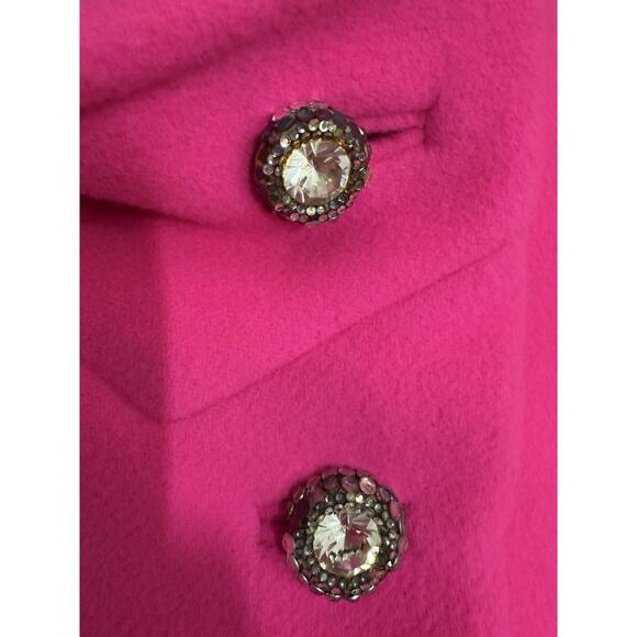 Vintage Hot Pink Wool Coat Original Buttons Mod Union Made USA 60s Kennedy RARE - Picture 7 of 12